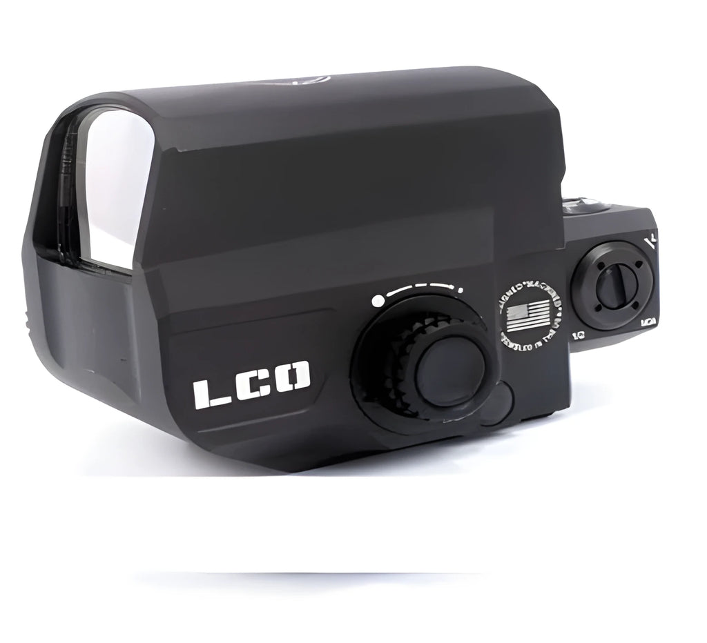 LCO tactical red dot reflex sight with integrated 20mm Picatinny rail mount and quick-release lever