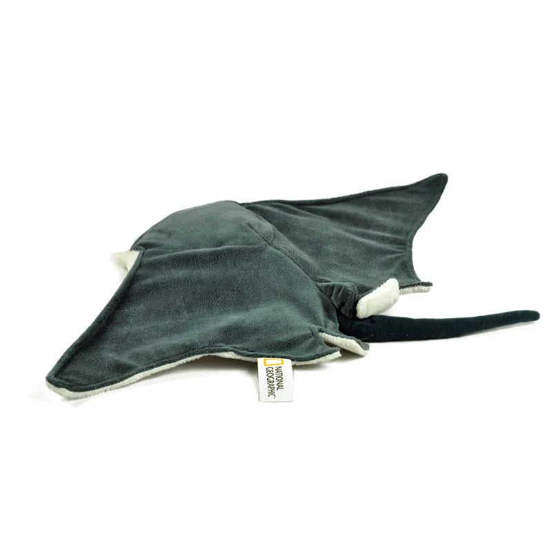 Grey devil fish plush doll in short plush with PP cotton filling, 26cm by 47cm.