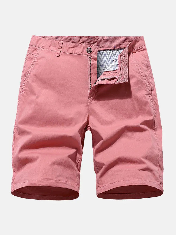 Men's blue denim casual shorts with printed design, loose straight leg fit and elasticated waistband.