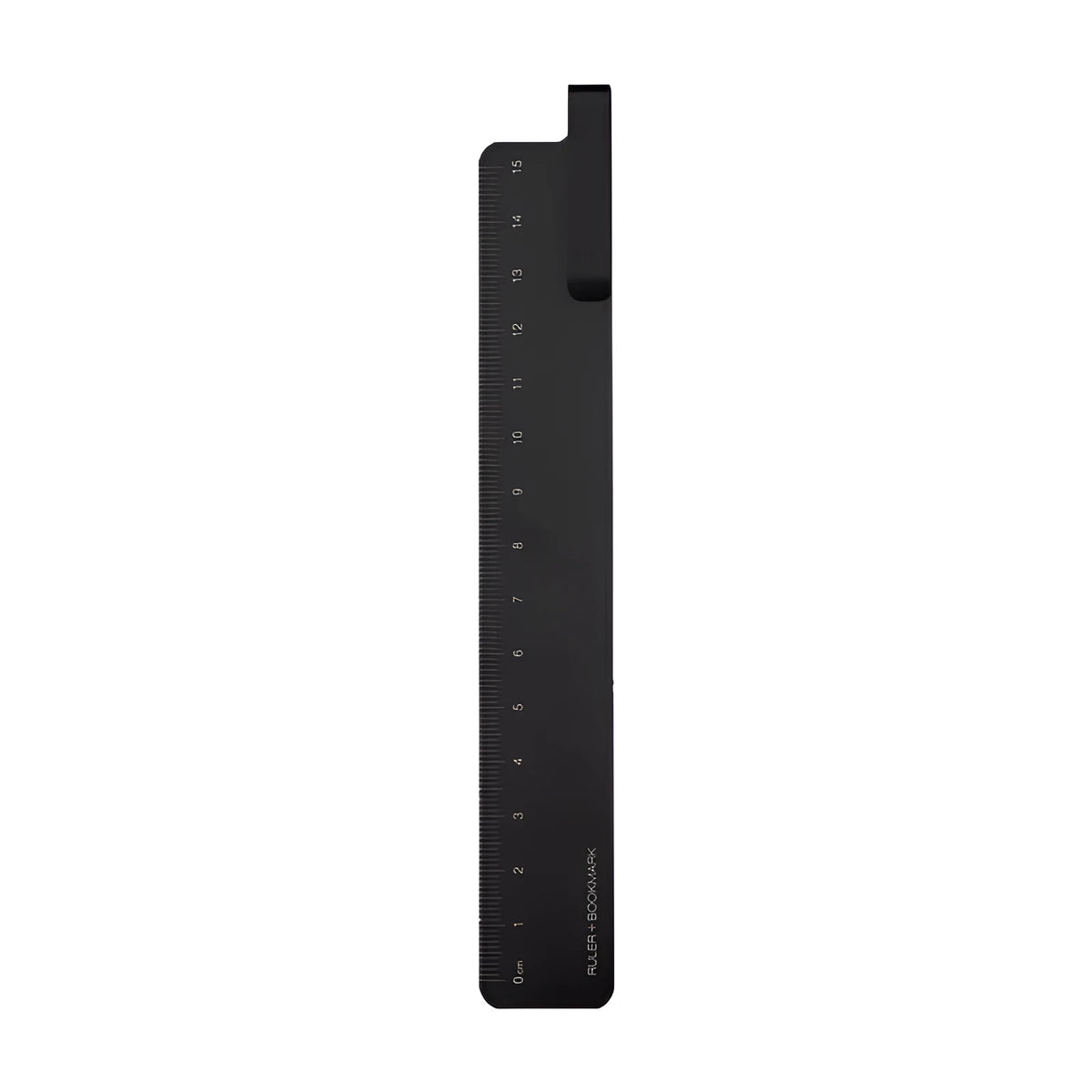 Retro aluminium bookmark ruler with 15cm laser engraved scale in black or silver