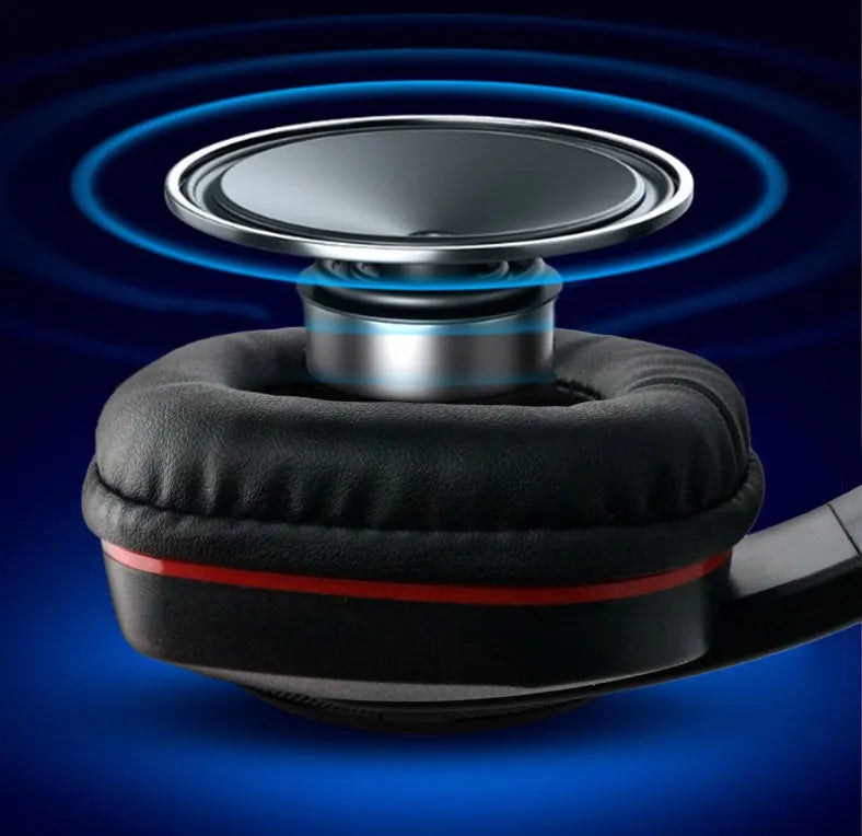 Black wired gaming headset for computer with 6.3mm plug and 40mm speaker drivers