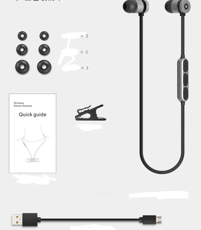 Magnetic neck-mounted Bluetooth headset in Black with in-ear earbuds and 10m wireless range