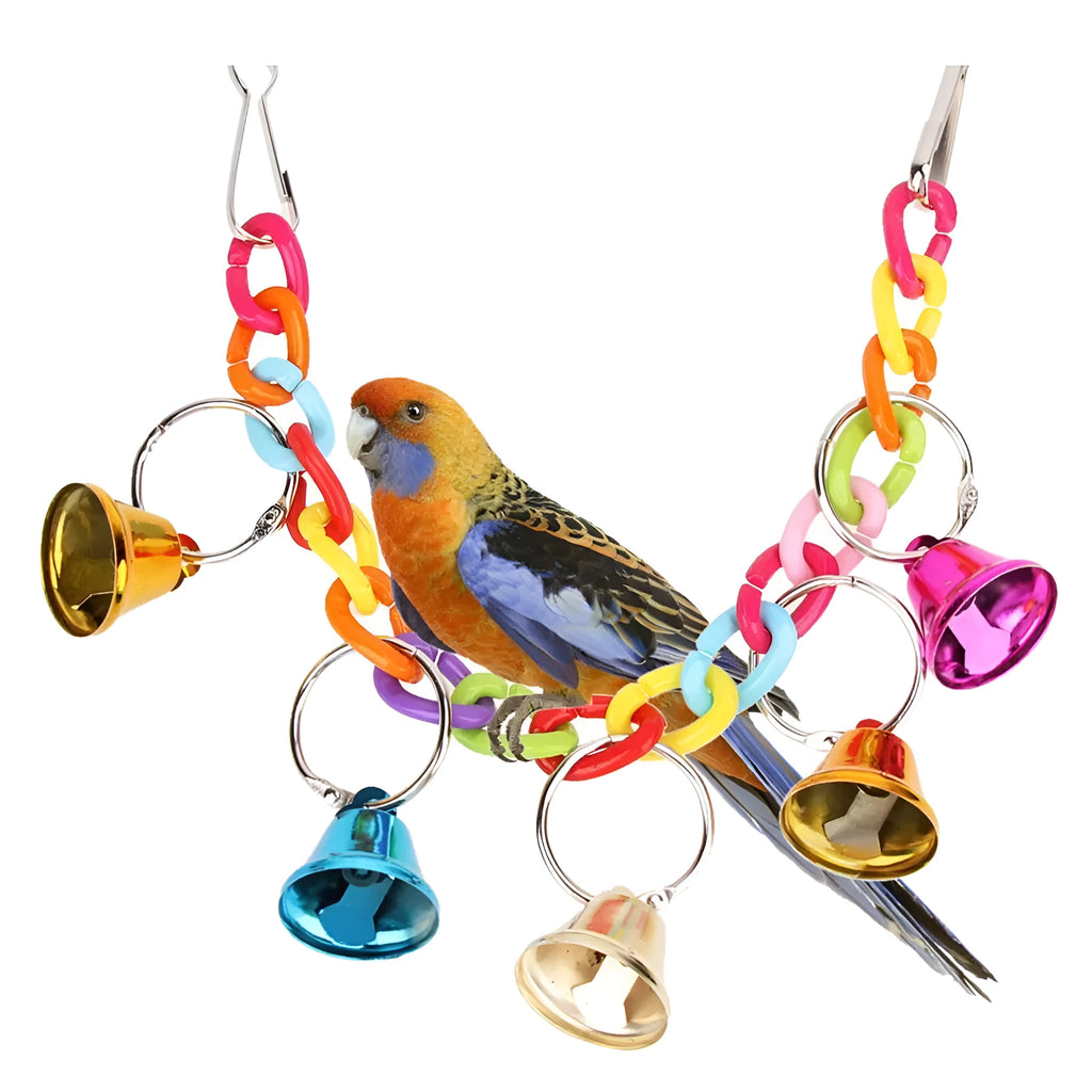 Xuanfeng Peony multi-colour wooden parrot swing toy 35cm with hook for cage attachment