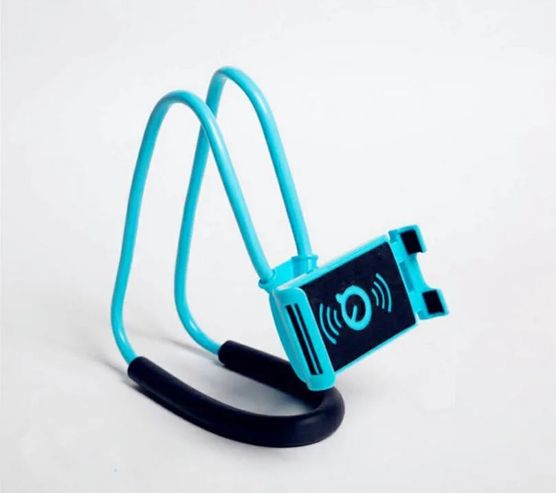 White universal smartphone holder with 360-degree rotating bracket on a desk