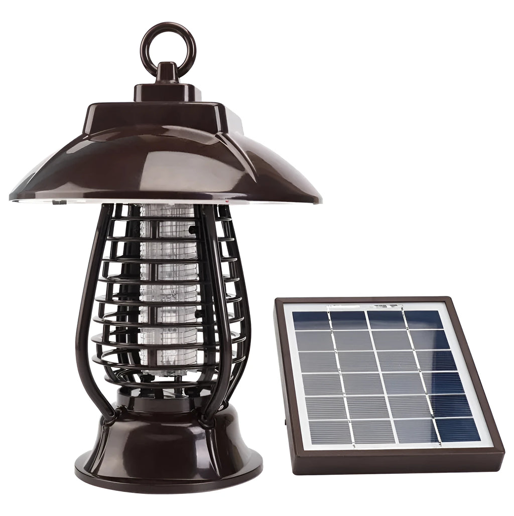 White solar mosquito lamp with solar panel and LED beads for garden outdoor insect control