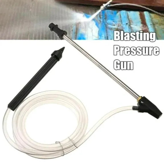 Karcher pressure washer ceramic sand blasting nozzle with stainless steel handle for rust removal.