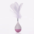 Feather tumbler cat toy with bite-resistant ball and goose feather teaser in green or pink