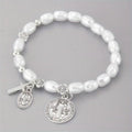 Silver metal beaded flower bracelet for women with retro style and electroplated finish