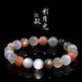 Natural moonstone bracelet with colourful moon light appearance showing 8mm beads in single circle formation