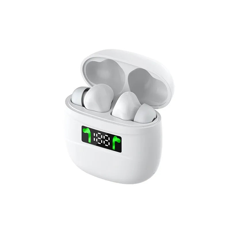 Private Bluetooth headset in black or white with Bluetooth 5.0, stereo sound, battery display and voice control.