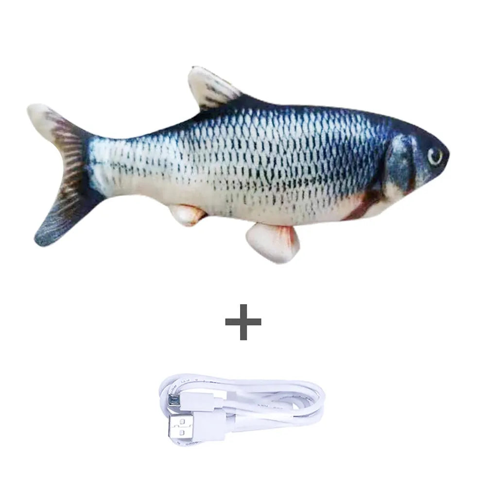 Electronic jumping fish cat toy with USB cable, multicolor 30cm PP fish simulation