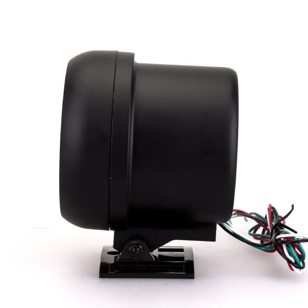 Black universal car tachometer with blue pointer on dial showing 0-8000 RPM range.