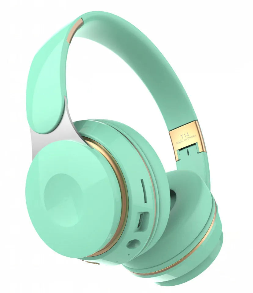 Foldable Bluetooth wireless headset earphone in black, white, green, blue, or pink colours