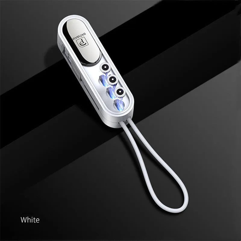 Black magnetic three-in-one USB charging cable showing three magnetic connectors and 0.4 metre length