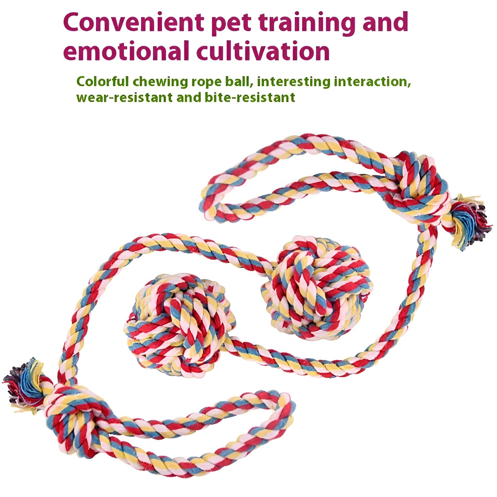 Cotton rope pet toy with hand pull rope, random colour, large or small size option