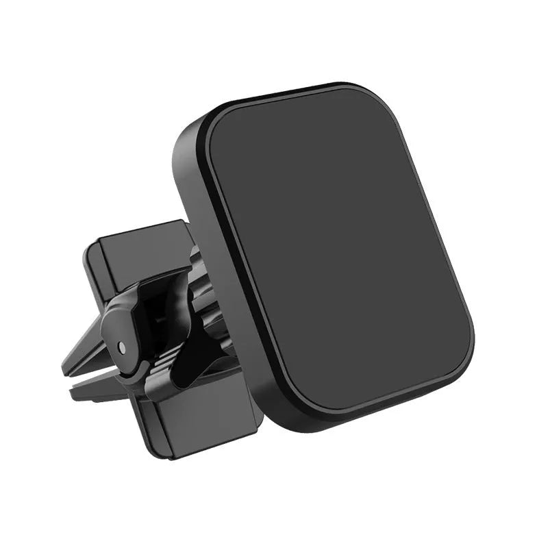 Black magnetic car phone holder attached to vehicle air vent