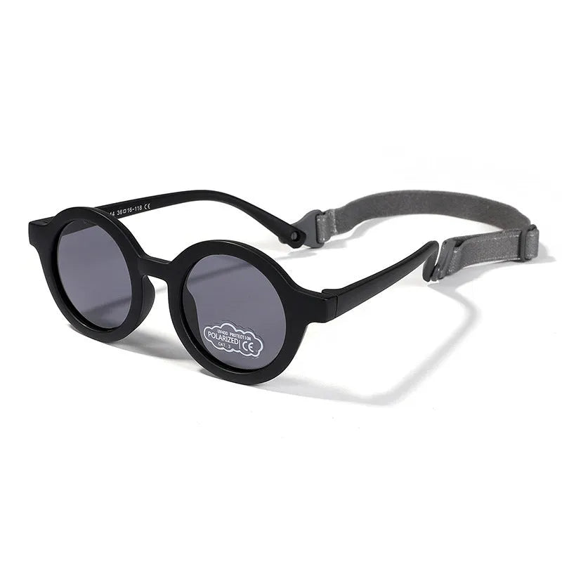 Children's silicone sunglasses with round frame for 0-3 year olds showing colour options