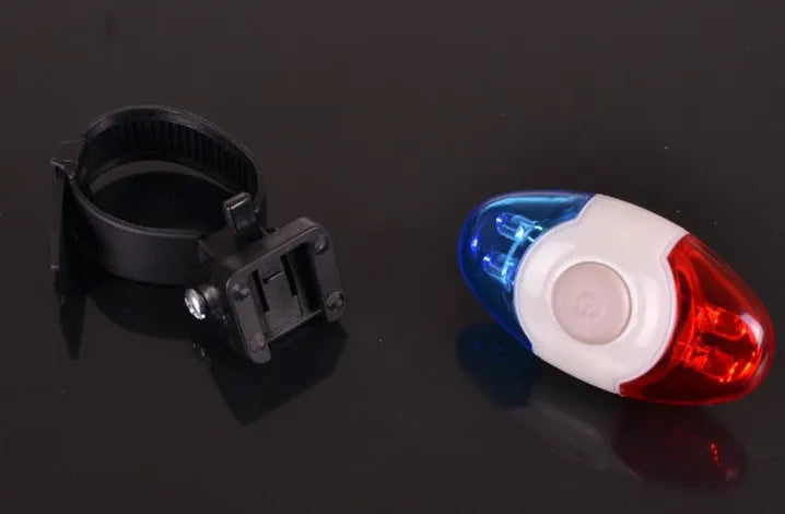Bicycle tail light with red and blue LED beads and adjustable mounting base