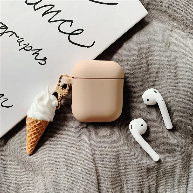 Cylinder ice cream design silicone protective case for Apple Airpods 2 wireless headphones in assorted colours.