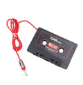 Black car cassette converter adapter with 3.5mm audio jack plug for connecting mobile phones to car stereos