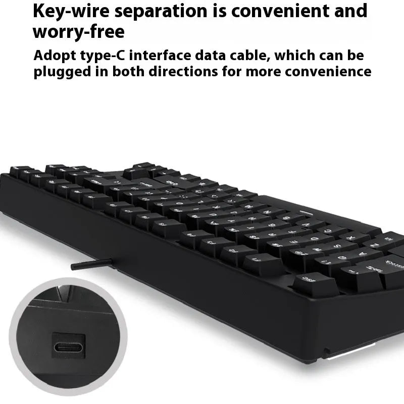 87-key mechanical gaming keyboard with dual-colour backlighting and hot-swappable switches