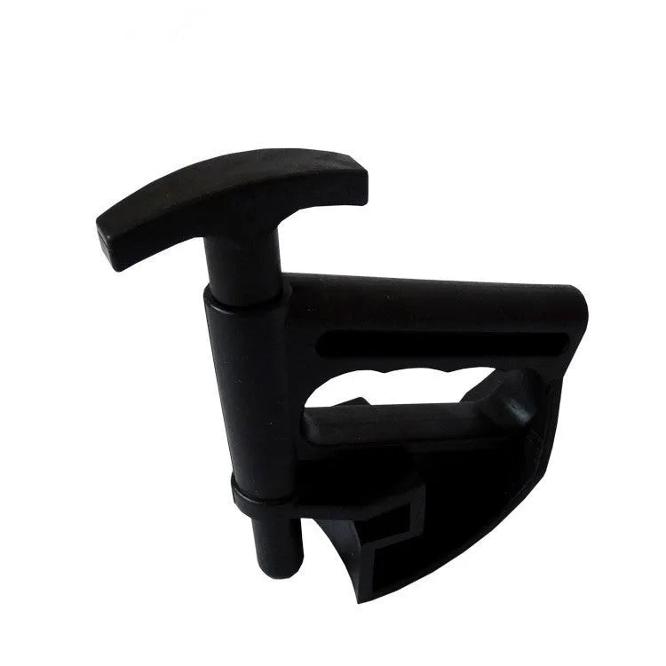 Black plastic tyre chucking machine accessory for tyre changers, 17.5 x 14.5 cm