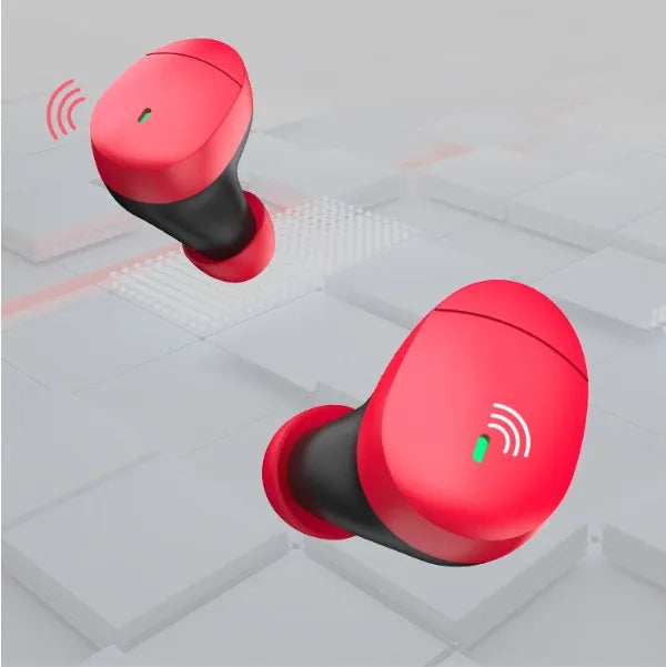 Flame red Qualcomm TWS 3040 Bluetooth wireless earphones with charging case