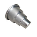 Silver aluminium alloy mini three-layer cake mould for fondant, shown in large, medium, and small sizes.