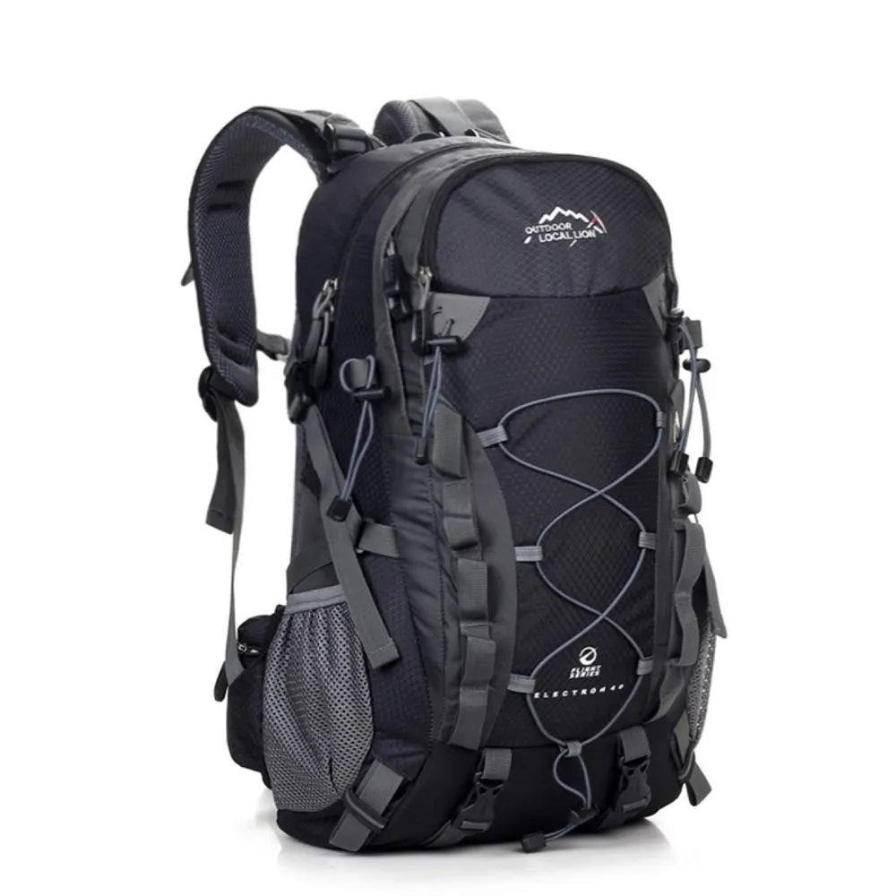 Green polyester outdoor backpack with 20-35L capacity for running hiking camping cycling activities