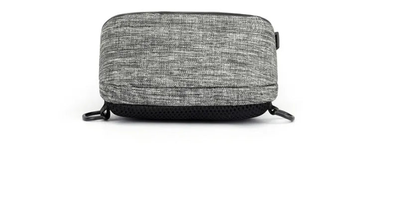 Oxford cloth waterproof chest bag in dark blue colour showing front zipper compartment and adjustable strap