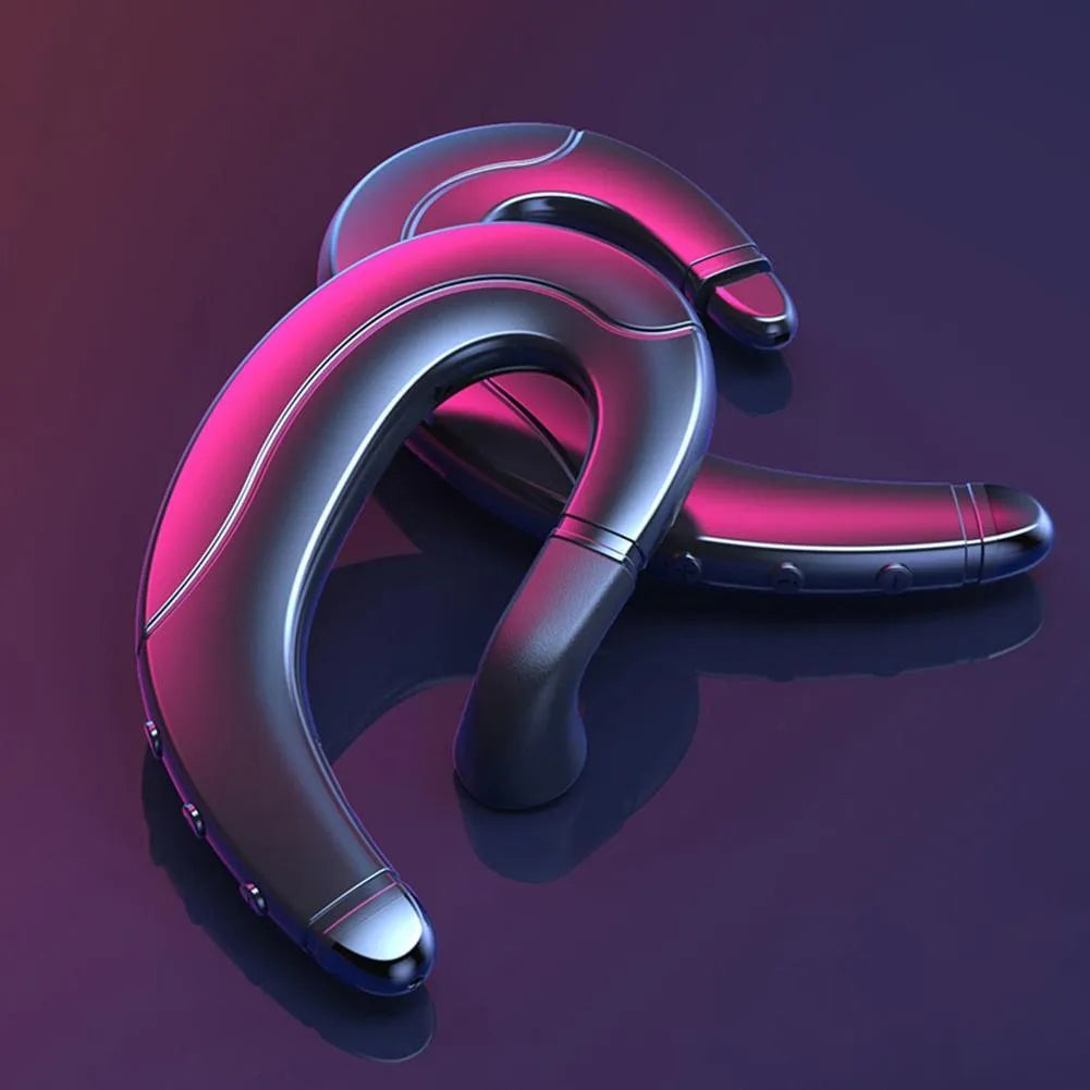 Single ear Bluetooth driving earphones with out of ear design in black, blue and red colours