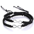 Pair of hand-woven adjustable couple bracelets in alloy electroplating weaving, 17-28cm, 8-character lucky design