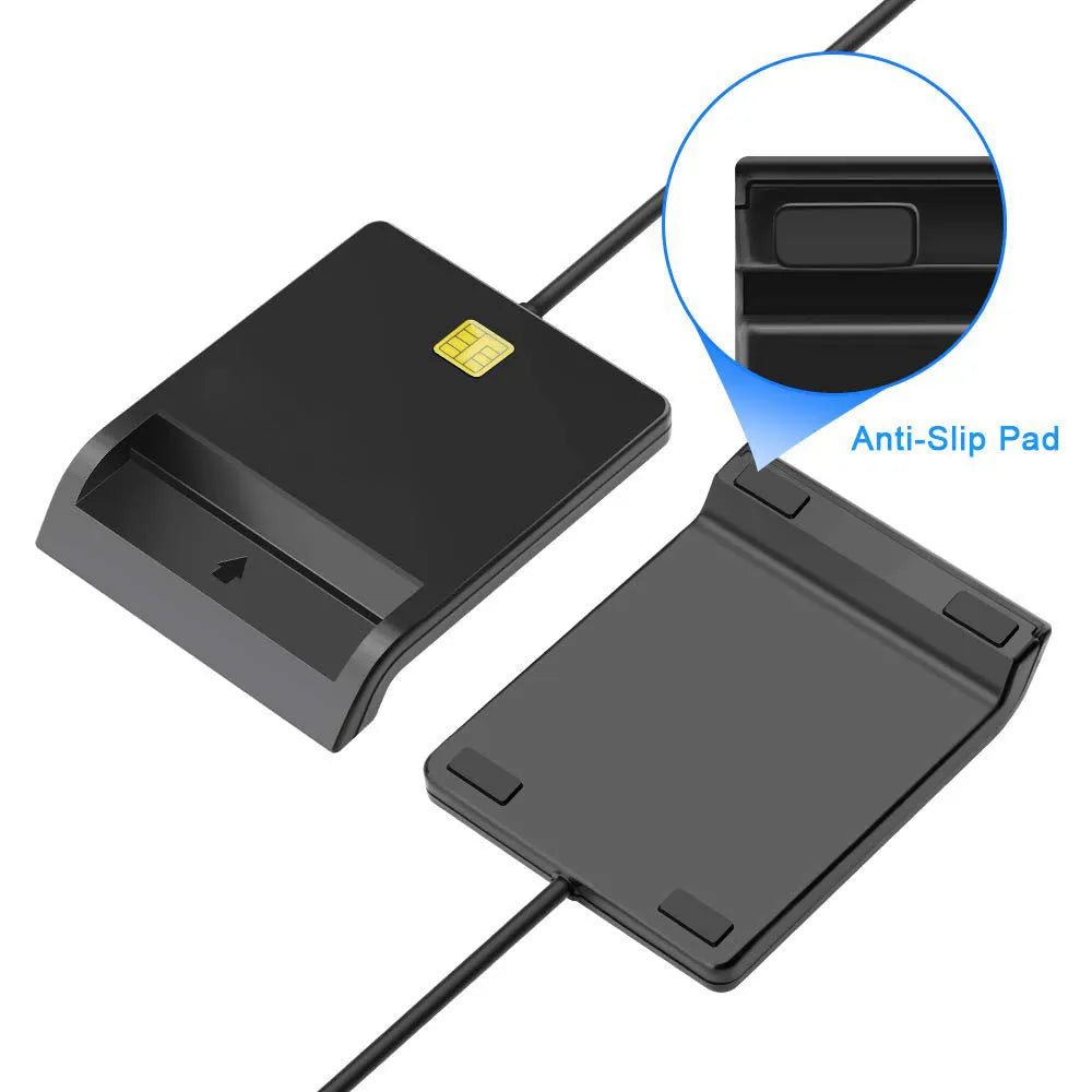 DM-HC65 USB Smart Card Reader in black ABS housing with USB 2.0 interface for secure card reading