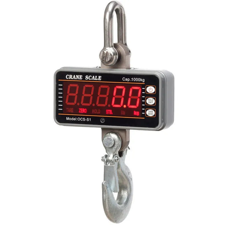 Orange electronic crane scale with digital display for 500 kg capacity logistics weighing