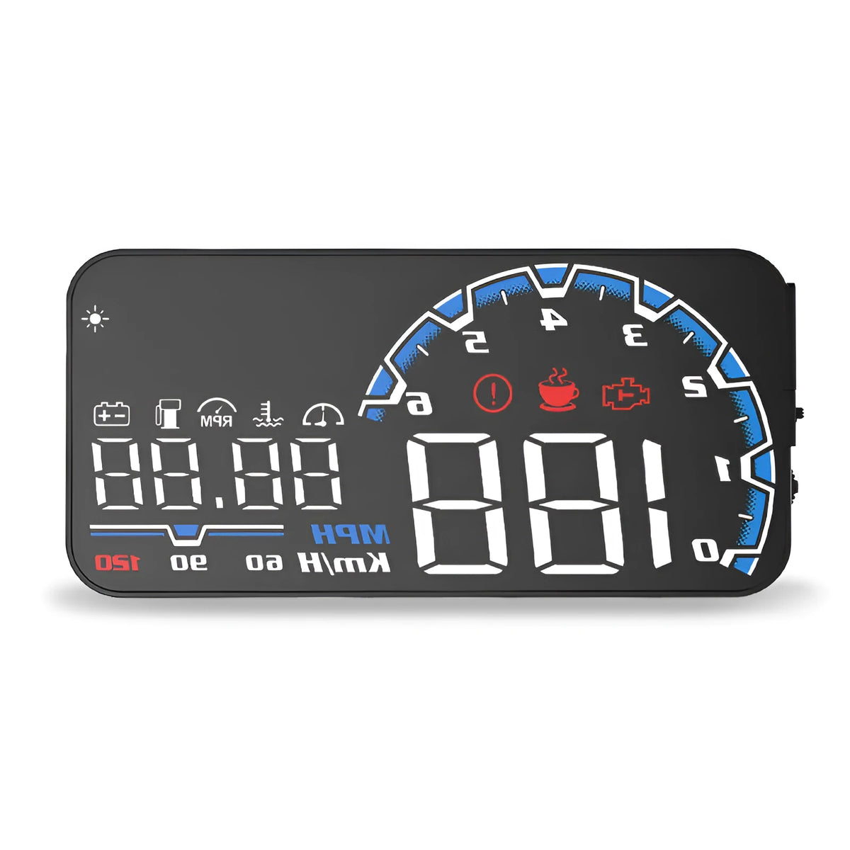 H300 OBDII head-up display with 5.0 inch LED screen and PC ABS housing, 128x63x12mm