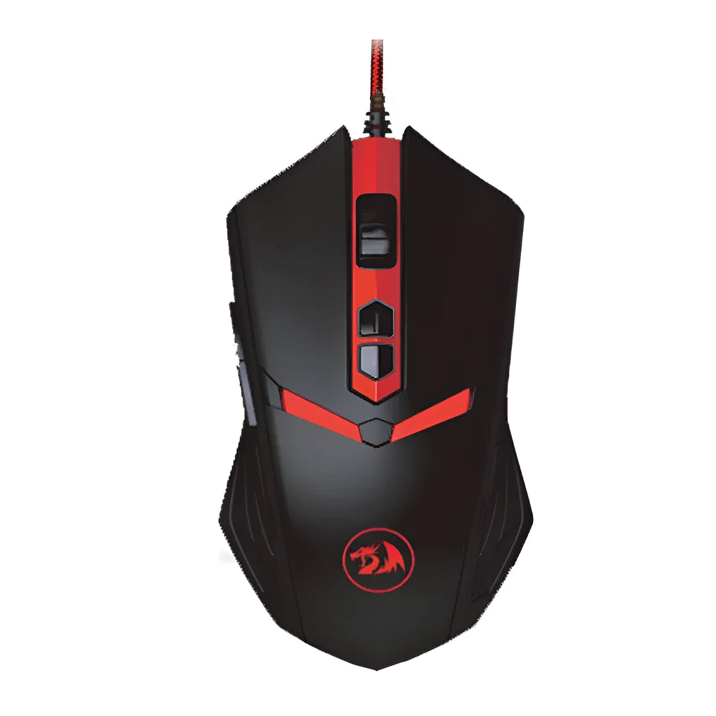 Black and red USB wired optical gaming mouse with ergonomic design and 1.8 metre cable