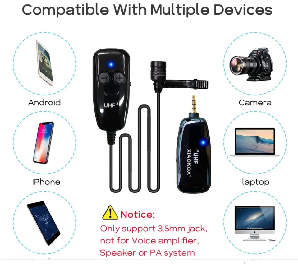Black mobile phone lavalier microphone with 3.5mm TRS plug and omnidirectional pickup pattern