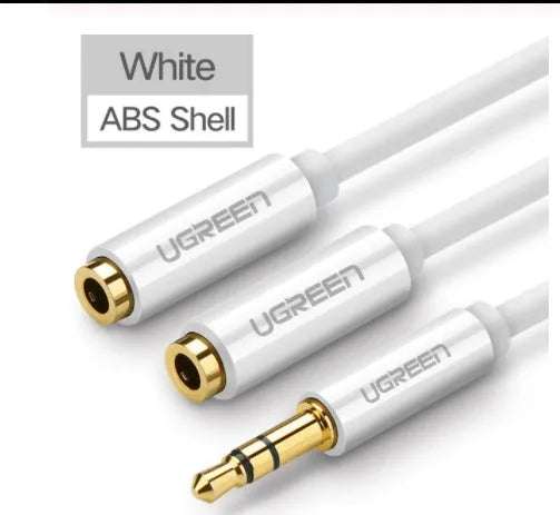 Short 0.2m earphone cable with 3.5mm gold connector in choice of black, grey or white