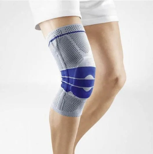 Black nylon knee sleeve for sports and fitness with calf circumference sizing