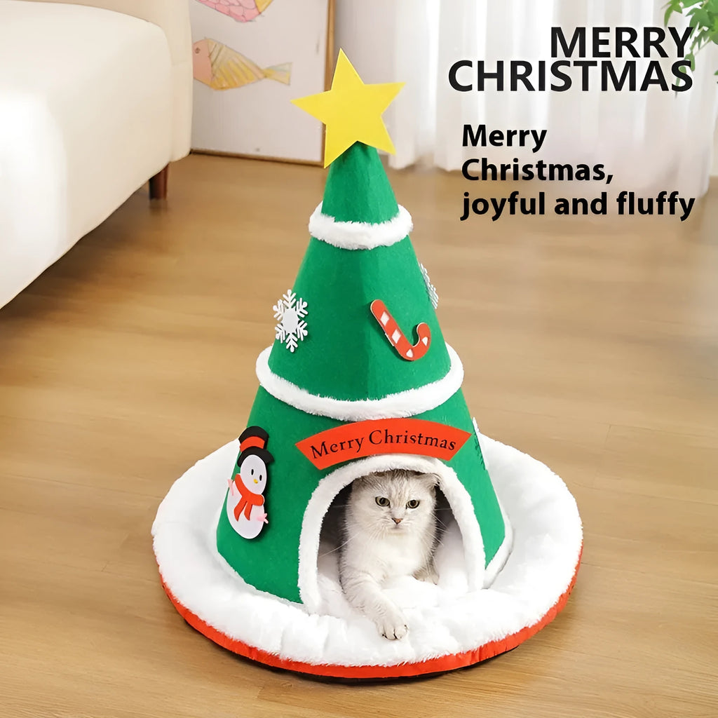 Christmas felt cat nest in cloth, removable pet bed for cats and small dogs, usable in a cage