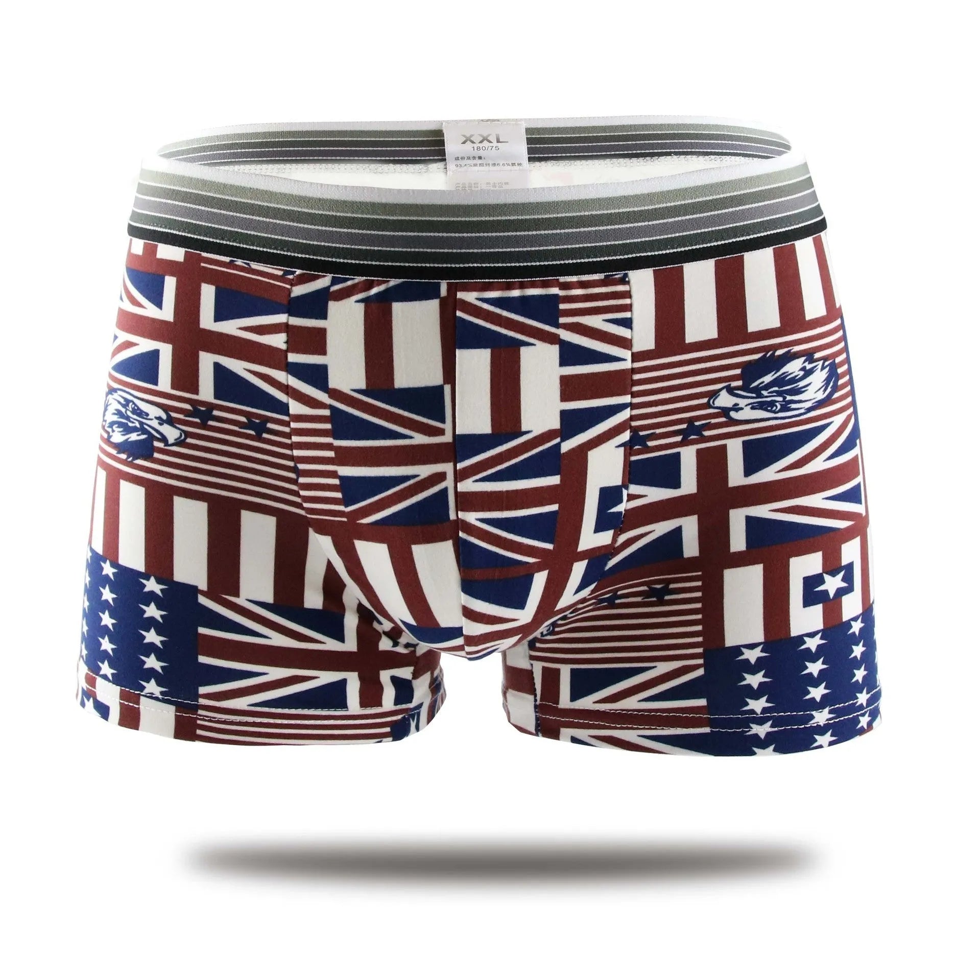 Cartoon print mid-waist polyester boxer briefs men's underwear elastic waistband