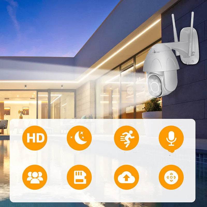 Outdoor Waterproof Graffiti Dome Surveillance Camera ABS Construction 2MP 1080P 6mm Lens 20m IR Distance White UK Plug Style Options Including TF Card Storage Up to 128G for Indoor and Outdoor Use