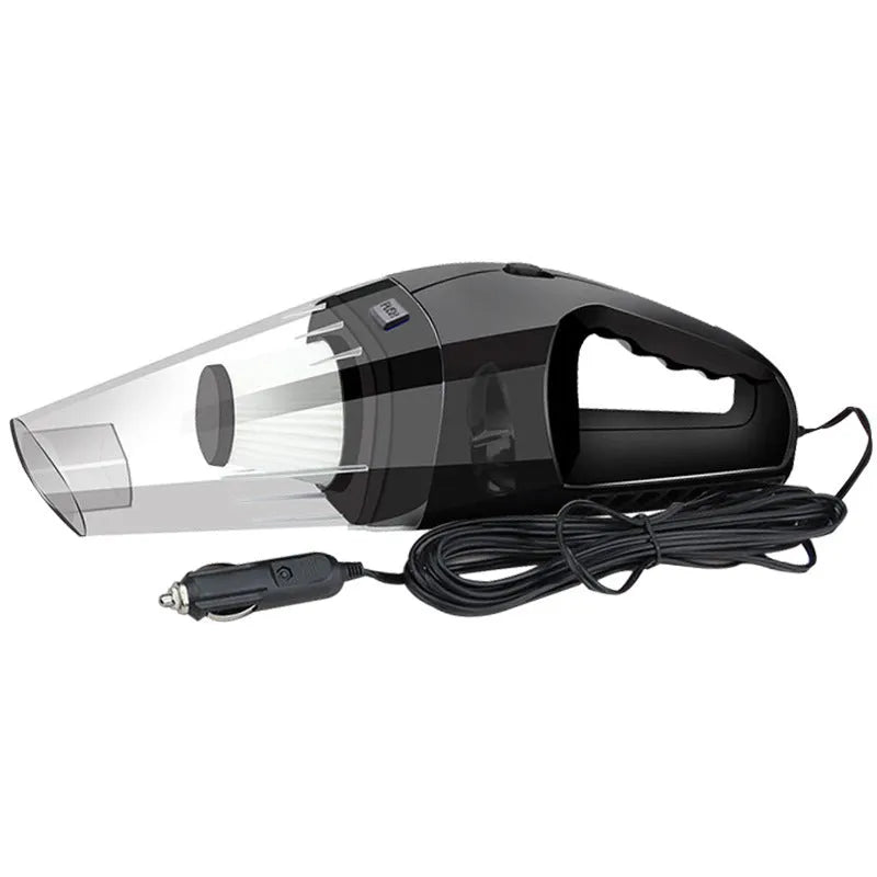 Orange 12V handheld car vacuum cleaner with nozzle and long power cord