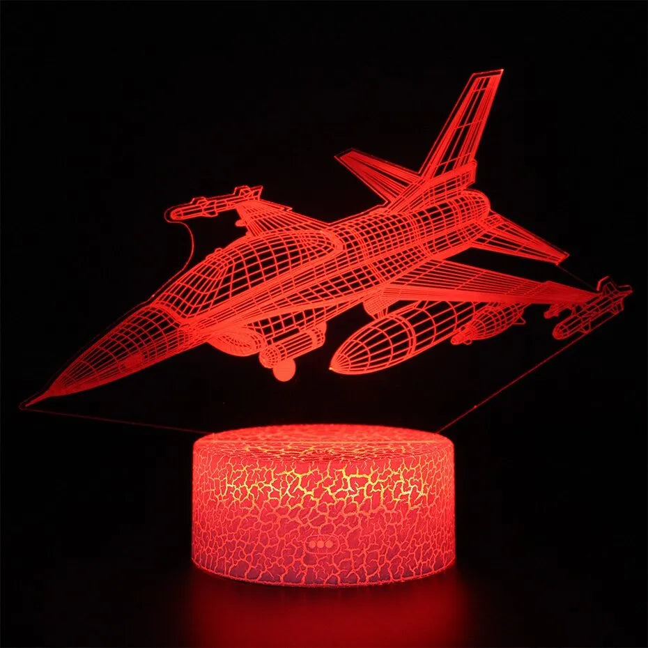 Cartoon airplane shaped LED night light with touch switch on acrylic base