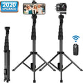 Black aluminium selfie stick tripod collapsed to 45cm height compatible with Apple iPhones