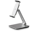 Folding aluminium phone and tablet holder with 360° rotation in black or silver