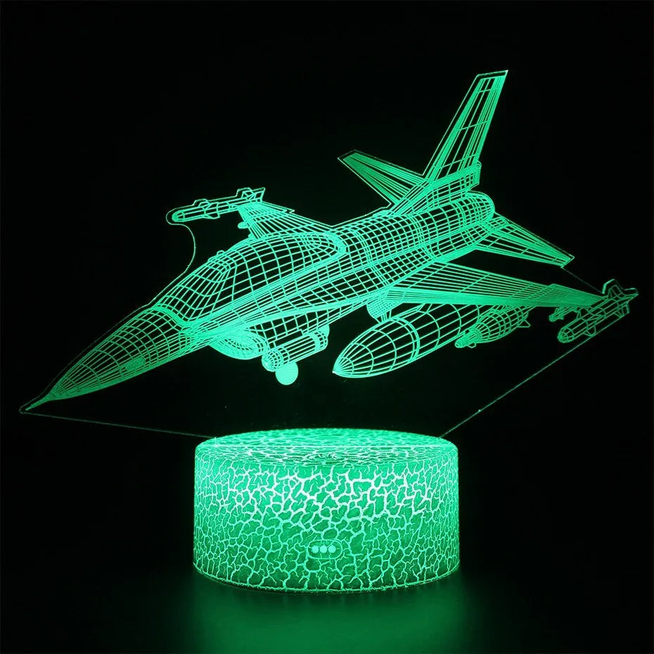 Cartoon airplane shaped LED night light with touch switch on acrylic base