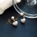 Korean style heart shaped alloy stud earrings with electroplated finish and artificial gem inlays