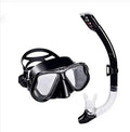 Full-face anti-fog diving goggles with a blue PC frame, silicone strap, and integrated mouthpiece.