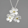 Hand-designed Myosotis Sylvatica silver floral pendant in pastoral style with electroplated finishes